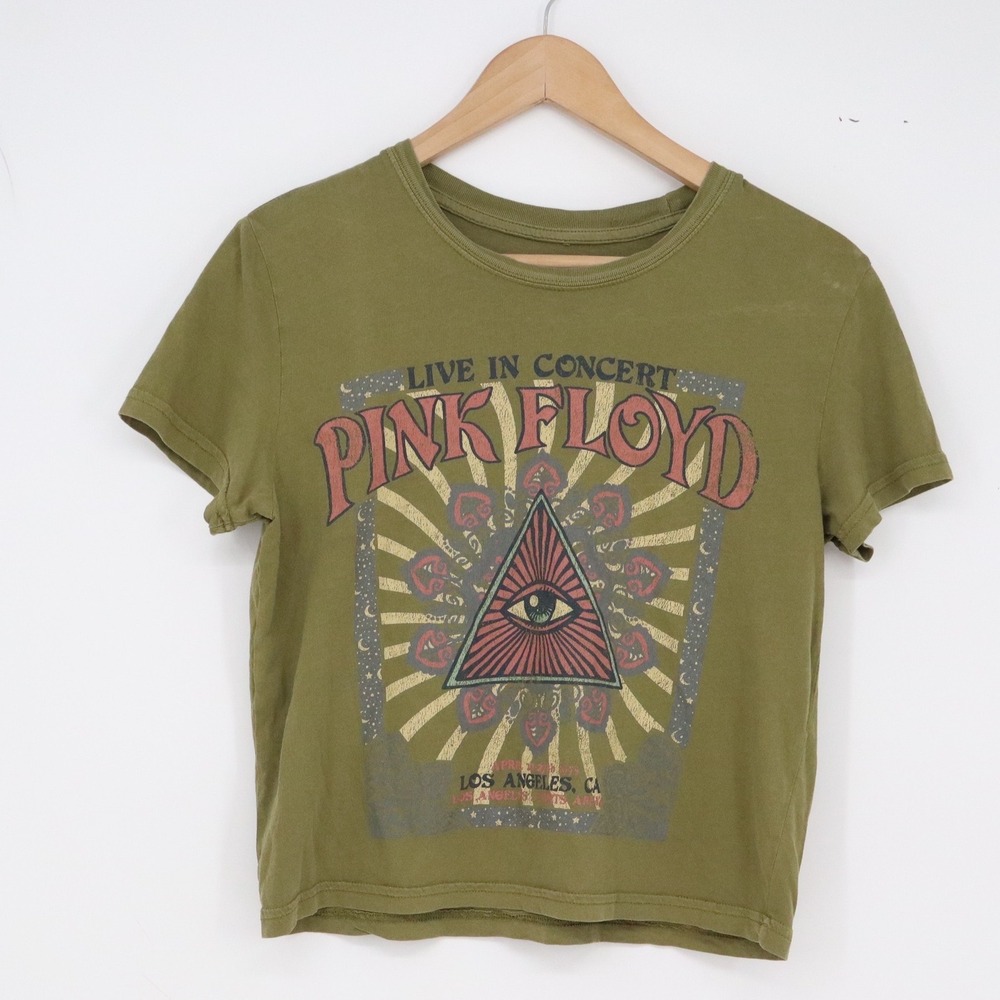 Goodie Two Sleeves T-Shirt Womens M Pink Floyd Graphic Green Band Tee Excellent